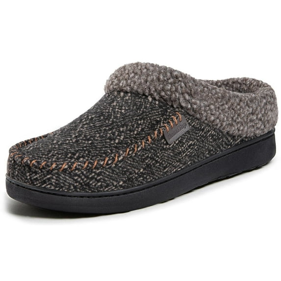 HomeTop Men's Comfy Tweed Memory Foam Slipper with Fuzzy Sherpa Lining