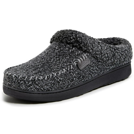 HomeTop Men's Comfy Tweed Memory Foam Slipper with Fuzzy Sherpa Lining