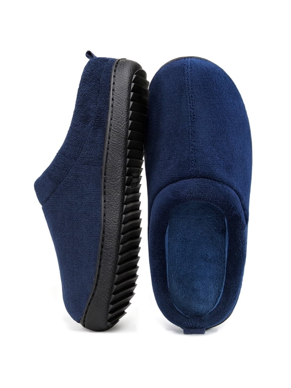 HomeTop Men's Clog Slippers Comfort Memory Foam Coral Fleece Non-Slip House Shoes Indoor Outdoor