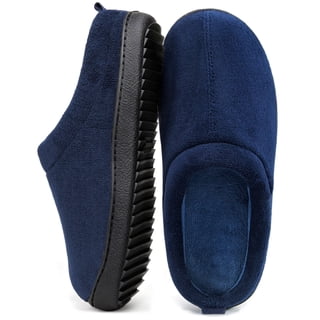 HomeTop Men's Coral Fleece Comfort Slip On Slippers Closed Toe House Shoes