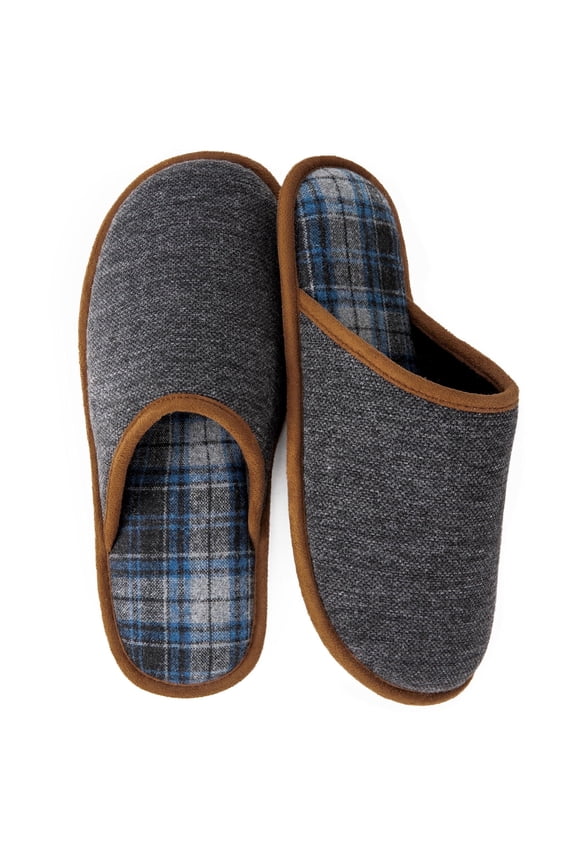 Men's Slippers with Memory Foam and Non-Slip Rubber Sole Black,9-10 US