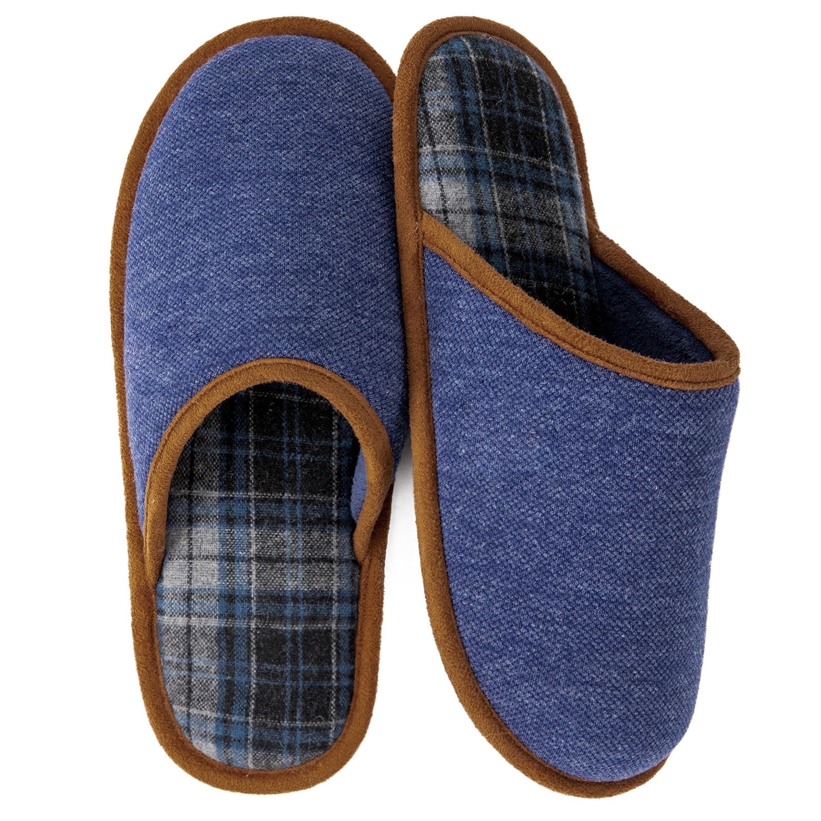 Men\'s Dark Blue Flat Cozy Memory Foam Anti Skid Soft Slip On House Slipper Shoes Brookstone Classic Comfort Memory Foam Men main image 2