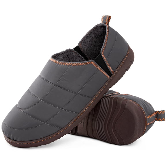 HomeTop Men's Quilted Two-Tone Slippers with Anti Skid Outsole Outdoor Indoor Loafers House Shoes