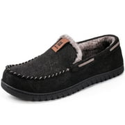 HOME TOP HomeTop Men's Suede Memory Foam Moccasin Slippers Soft Plush Warm Lining House Shoes