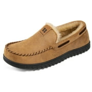 HOME TOP HomeTop Men's Suede Memory Foam Moccasin Slippers Soft Plush Warm Lining House Shoes