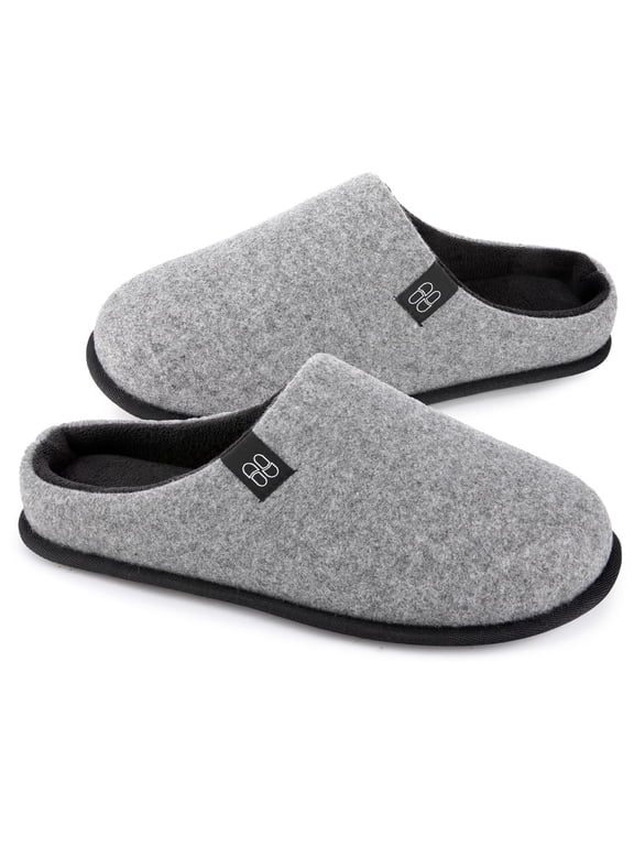 HomeTop Men's Wool-like Slip-on Slippers with Coral Fleece Lining and Non-Slip Sole