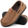 thumbnail image 1 of HomeTop Microsuede Moccasin Slippers for Men, Memory Foam Non-Slip Sole Indoor Outdoor House Shoes, 1 of 10