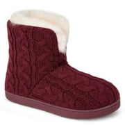 HOME TOP HomeTop Women's Classic Cable Knit Memory Foam Bootie Slipper with Fuzzy Plush Lining