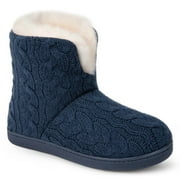 HOME TOP HomeTop Women's Classic Cable Knit Memory Foam Bootie Slipper with Fuzzy Plush Lining