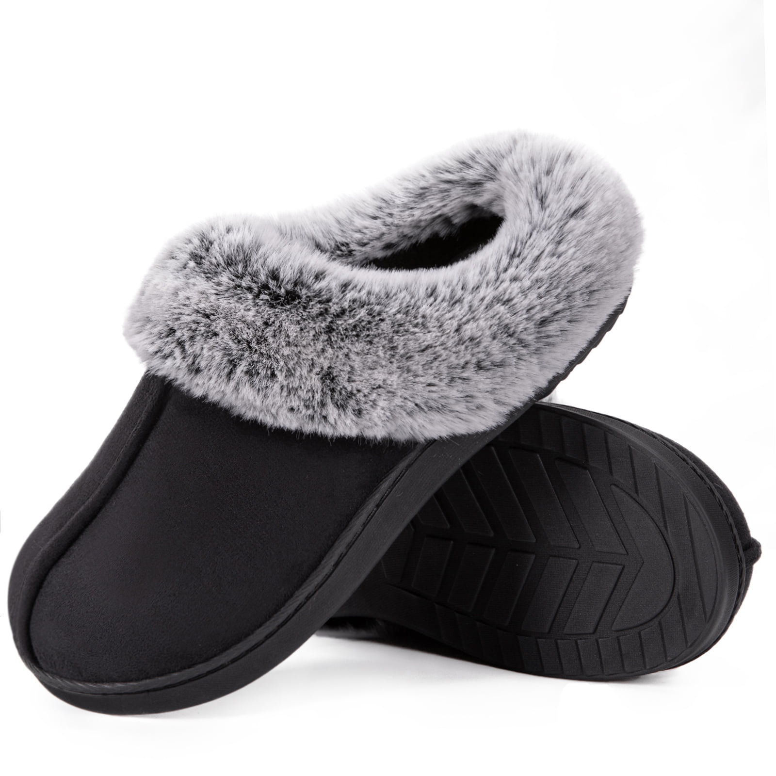 HomeTop Women s Classic Microsuede Memory Foam Slippers Durable Rubber Sole with Warm Faux Fur Collar 091664b5 bc46 4cf8 9236 150d8dbe15fe.f1598371a0d1e8756d0a95368f173389