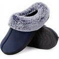 thumbnail image 1 of HomeTop Women's Classic Microsuede Memory Foam Slippers Durable Rubber Sole with Warm Faux Fur Collar, 1 of 7