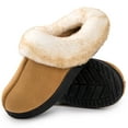 thumbnail image 1 of HomeTop Women's Classic Suede Memory Foam Slippers Durable Sole with Warm Faux Fur Collar, 1 of 6