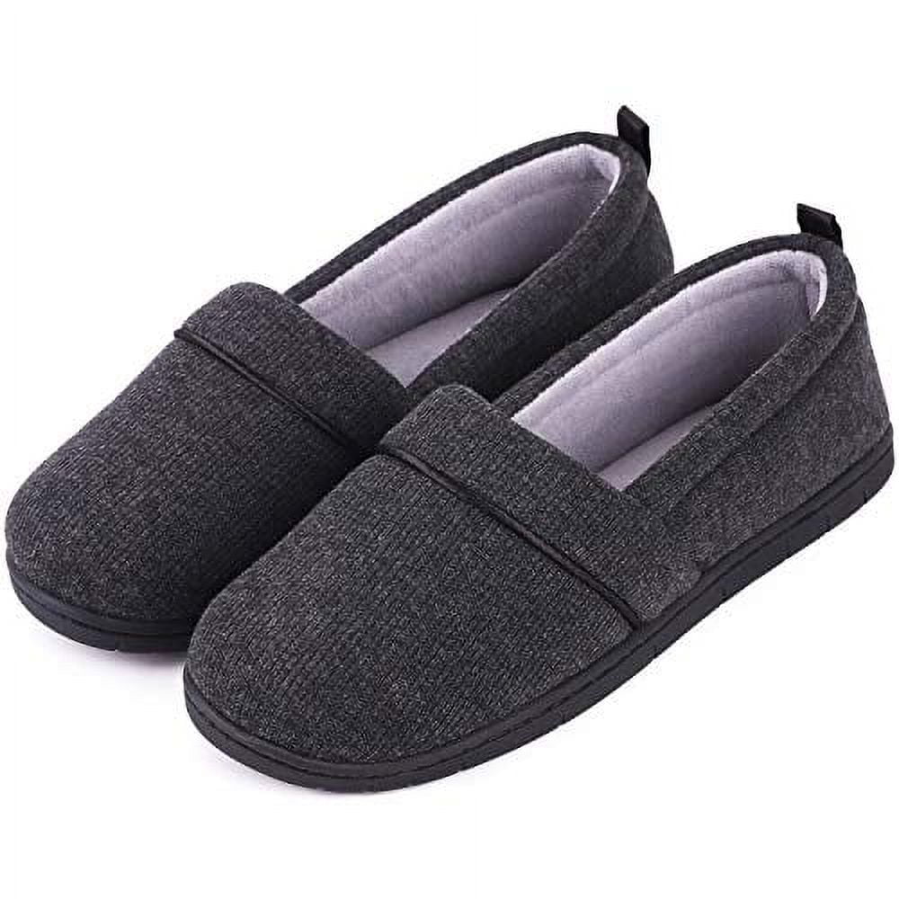 HomeTop Women's Comfort Cotton Knit Memory Foam House Shoes Light Weight Terry Cloth Loafer