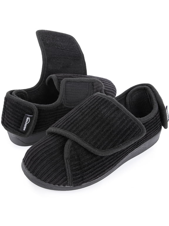 HomeTop Women’s Diabetic Orthopedic Slippers Wide Adjustable House Shoes for Arthritis Edema Swollen Feet