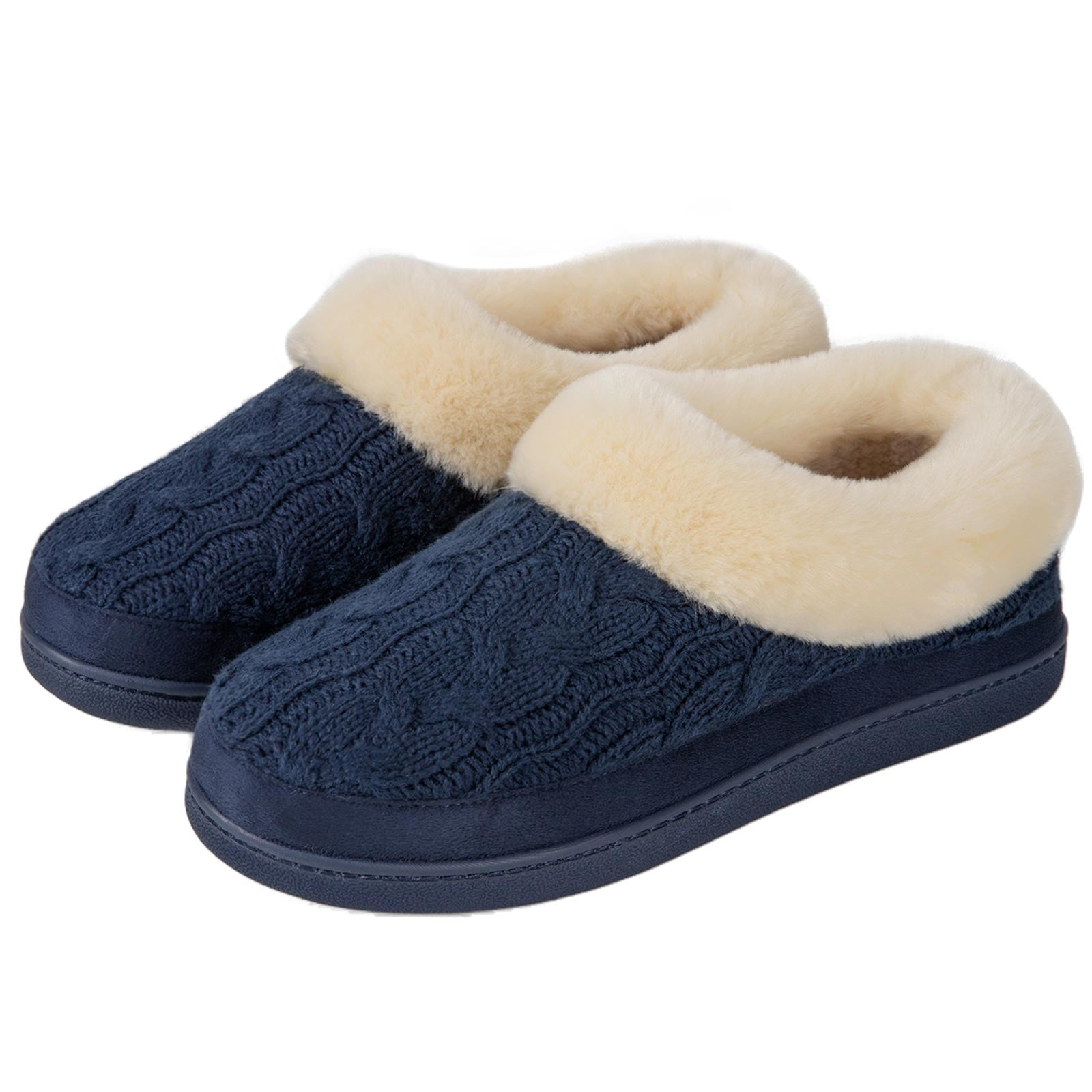 HomeTop Women's Cozy Cable Knit Memory Foam House Shoes Slipper with ...