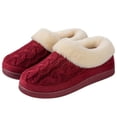HomeTop Women's Cozy Cable Knit Memory Foam House Shoes Slipper with Fuzzy Plush Collar