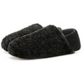 thumbnail image 1 of HomeTop Women's Cozy Plush Slippers with Memory Foam Collapsible Microsuede Heel Flexible Anti Skid Indoor Slip on House Shoes Matte Black,5-6 US, 1 of 7