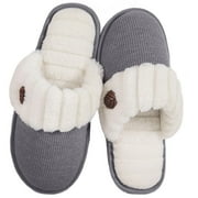 HOME TOP HomeTop Women’s Cute Comfy Fuzzy Knitted Memory Foam Slip On House Slippers Indoor