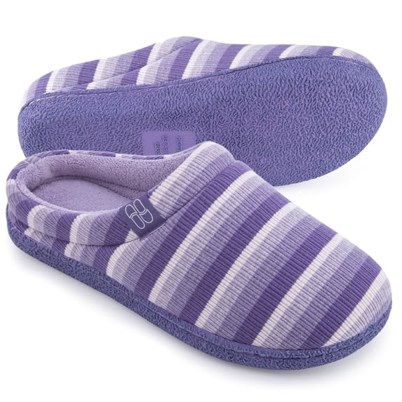 HomeTop Women's Knit Memory Foam Slippers Soft House Shoes with Anti-slip Sole