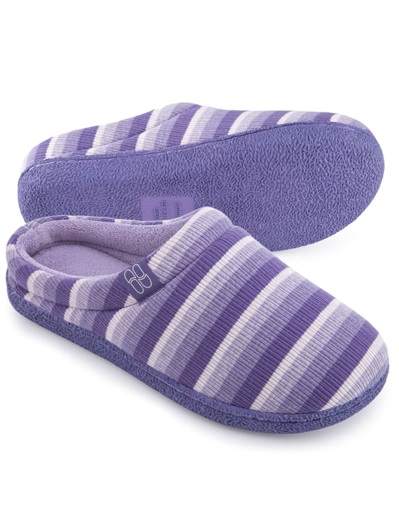 HomeTop Women's Knit Memory Foam Slippers Soft House Shoes with Anti-slip Sole