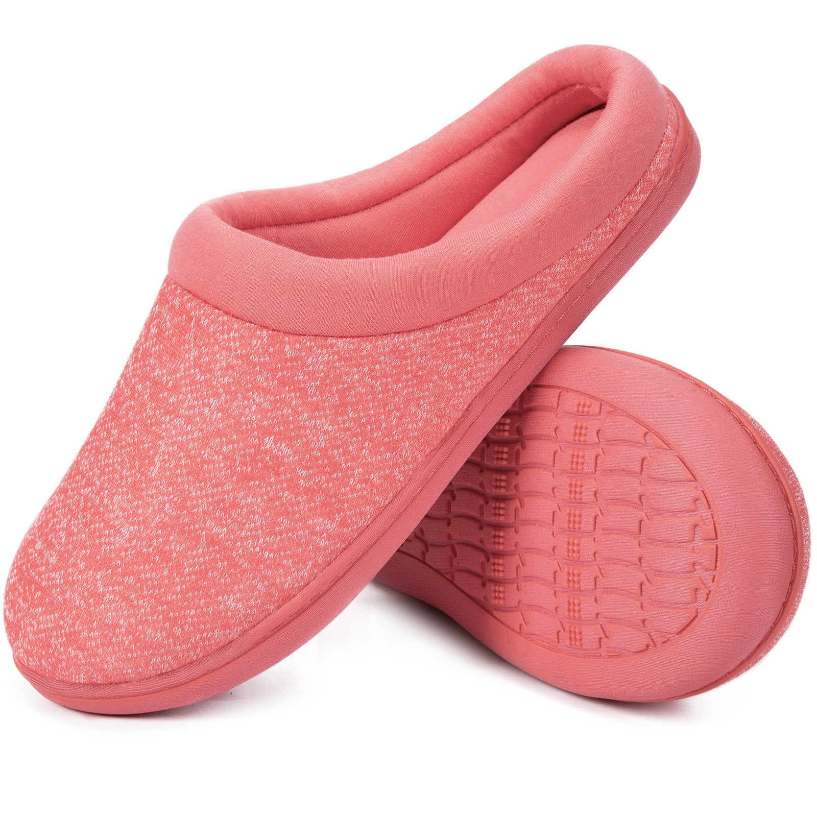 HomeTop Women's Warm Cotton Knit Memory Foam Slippers Soft Yarn House