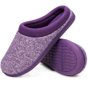 HOME TOP HomeTop Women's Warm Cotton Knit Memory Foam Slippers Soft Yarn House Slippers with Anti Slip Sole