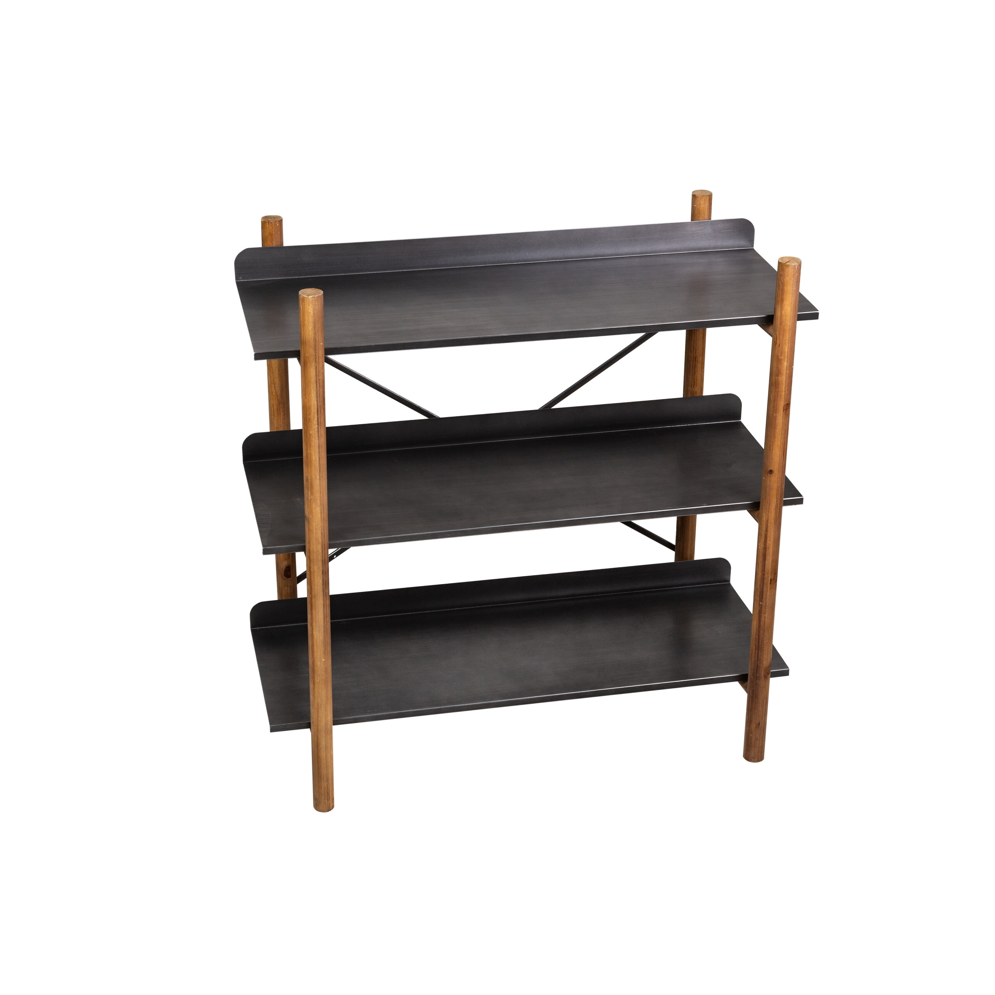 HomeView Design 32.1 in. H Rectangle Black Wood and Metal 3 Tiers ...