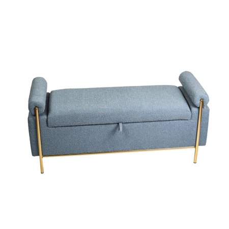 HomeView Design Rectangle Ottoman Fabric Cushion Storage Bench, 47.6"