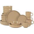 thumbnail image 1 of HomeVss, Nordic Shape Rising Rim Stoneware 20pc Dinnerware Set, Matte Beige with Speckle Finished Effect, 1 of 16