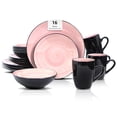 thumbnail image 1 of HomeVss, Stoneware Sonoma 16pc Dinnerware Set, Black + Speckled Spin Wash Rose 16pc Set Rose, 1 of 8
