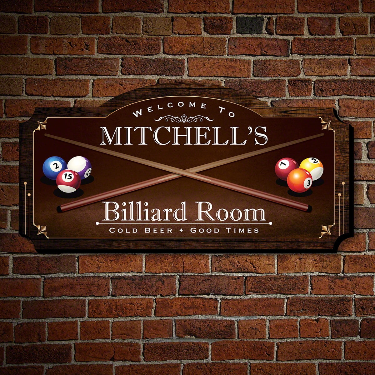 HomeWetBar Billiard Room Personalized Wood Home Sign