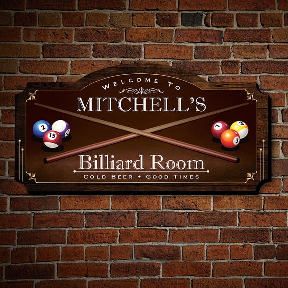 HomeWetBar Billiard Room Personalized Wood Home Sign