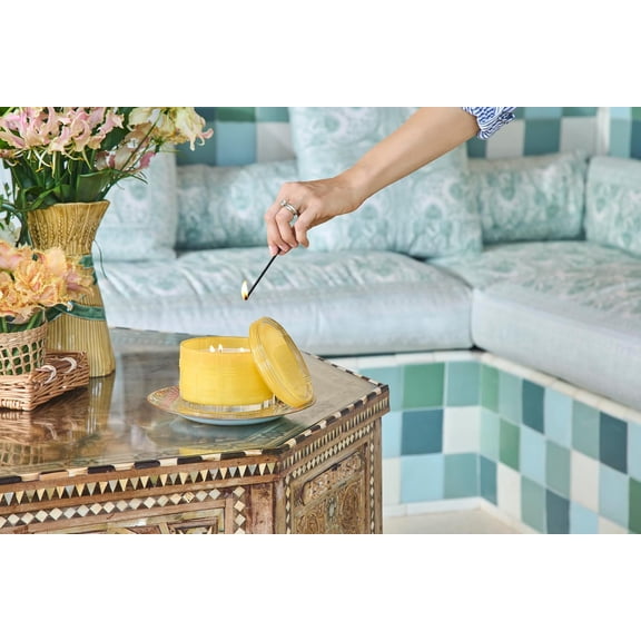 HomeWorx by Slatkin + Co. 4-Wick Limoncello Luxe Candle with Gift Box, Premium Glass Jar Candle with Essential Oils, 18oz, Up to 55 Hours Burning Time