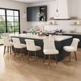 thumbnail image 1 of HomeZeer 24" Bar Stools Set of 6, Swivel Counter Height Bar Stools with Back and Footrest, Velvet Upholstered Bar stools with Solid Wood Legs, Button Tufted Barstools for Kitchen Island,Beige, 1 of 8