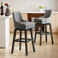 thumbnail image 1 of HomeZeer 26" Bar Stools Set of 2, Swivel Counter Height Bar Stools with Back, Upholstered Bar stools for Kitchen Island, Solid Wood Legs Bar Chairs with Footrest for Kitchen Dining Room, Gray, 1 of 7