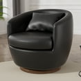 thumbnail image 1 of HomeZeer 360 Degree Swivel Barrel Chair, Round Swivel Accent Chair Armchair, Modern PU Leather Upholstered Chairs for Living Room, Bedroom, Office, Black, 1 of 9