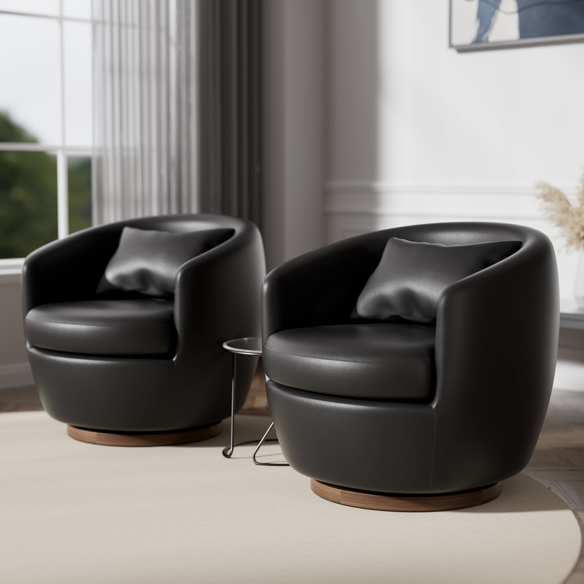 HomeZeer 360 Degree Swivel Barrel Chair Set of 2, Round Swivel Accent ...