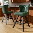thumbnail image 1 of HomeZeer 360°Swivel Farmhouse Bar Stools Set of 2, 26" Green Faux Leather with Low Back & Footrest, Metal Frame Counter Height Stools for Kitchen Island, Dining & Bar, 1 of 11