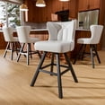 thumbnail image 1 of HomeZeer 360°Swivel Farmhouse Bar Stools Set of 4, 26" White Faux Leather with Low Back & Footrest, Metal Frame Counter Height Stools for Kitchen Island, Dining & Bar, 1 of 11