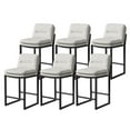thumbnail image 1 of HomeZeer Bar Stools Set of 6, 26" Modern Square Seat &nbsp;PU Leather Low Back Counter Height, Upholstered Kitchen Island Stools for Dining & Bar, White, 1 of 9