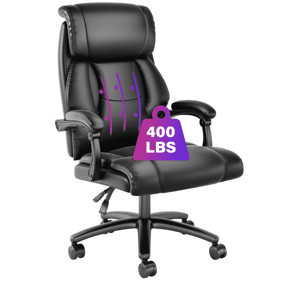Homezeer XL XXL Ergonomic Office Chair, High Back Executive Reclining, 400lbs Capacity, Black