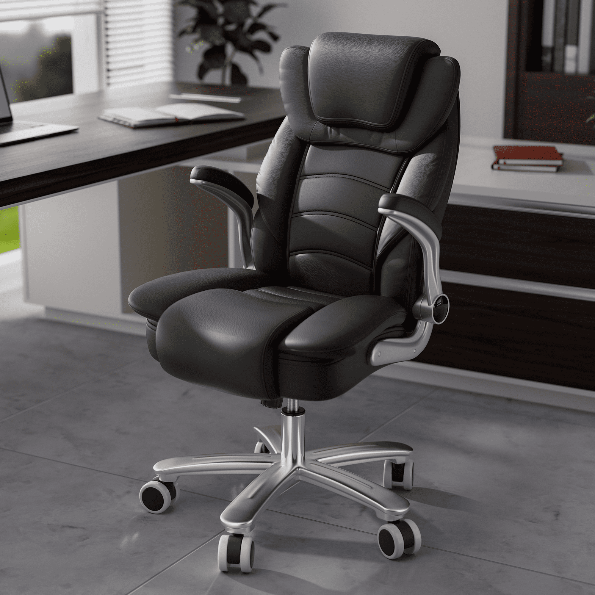 HomeZeer Big and Tall Office Chair 400lbs, High Back Leather Executive Office Chair with