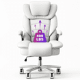 thumbnail image 1 of HomeZeer Big and Tall Office Chair 400lbs, High Back Leather Executive Office Chair with Adjustable Armrest, Modern Ergonomic Office Chair with Wide Seat and Lumbar Support, White, 1 of 12
