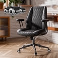 thumbnail image 1 of HomeZeer PU Leather Office Desk Chair, Quiet Roller Casters, Adjustable Height & Padded Arms, Vintage Executive Desk Chair for Home Office, Black, 1 of 10