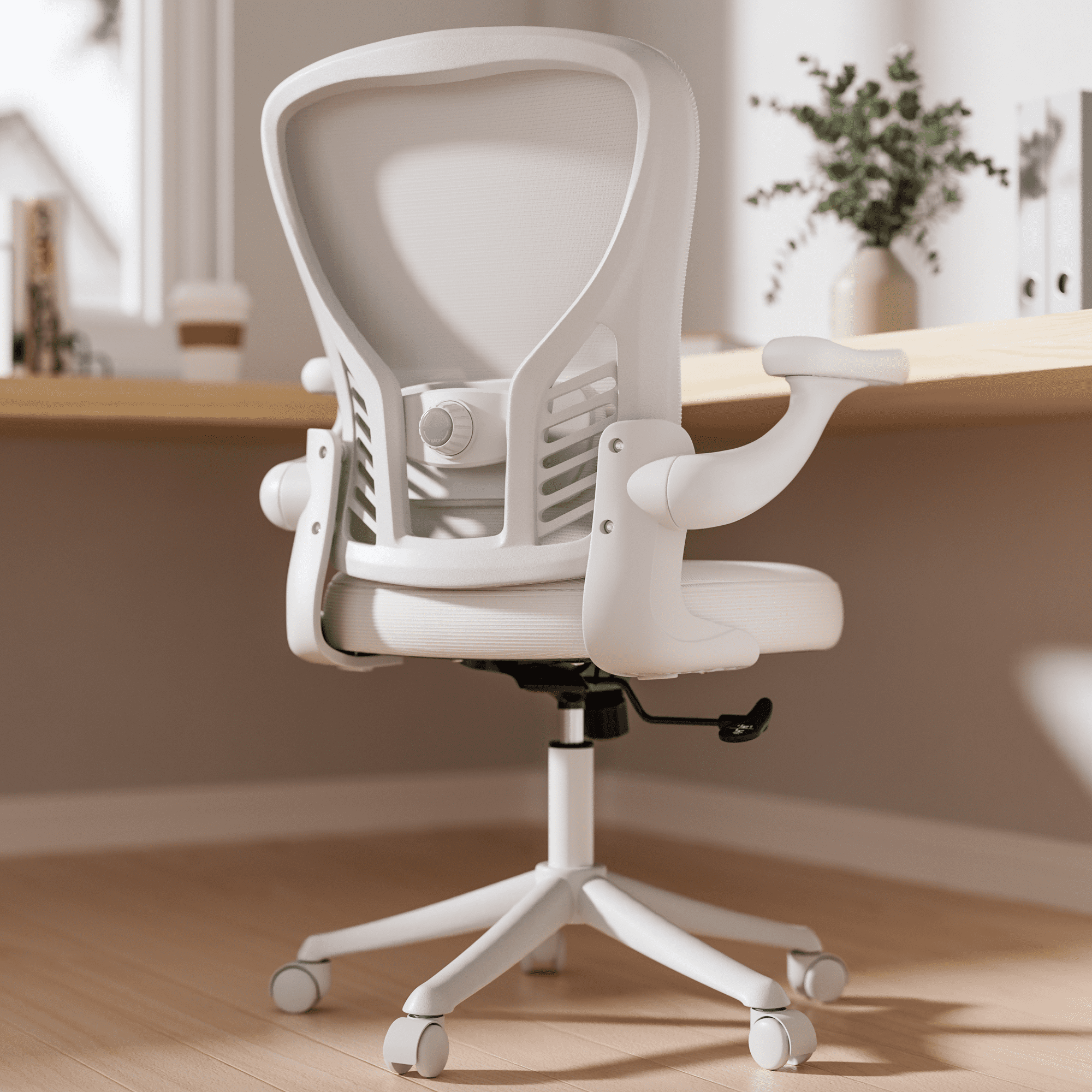 HomeZeer Mesh Office Chair, 300LBS Middle Back Ergomomic Office Chair with 3D Armrests, Computer Desk Chair with Adjustable Lumbar Support, Wide Seat Swivel Home Office Chair, WHite