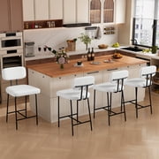 HomeZeer Counter Height Bar Stool Chairs Set of 4, 26" Kitchen Island Barstools with Back and Footrest, PU Leather Upholstered Bar Chair in White