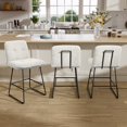 thumbnail image 1 of HomeZeer Counter Height Bar Stools Set of 3, 26" Velvet Fabric Bar Stools with Back & Footrest, Modern Upholstered Wide Seat Bar Chairs with Metal Legs for Kitchen Island, White, 1 of 10