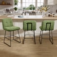 thumbnail image 1 of HomeZeer Counter Height Bar Stools Set of 3, 26" Velvet Fabric Bar Stools with Back & Footrest, Modern Upholstered Wide Seat Bar Chairs with Metal Legs for Kitchen Island, Green, 1 of 10
