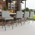 thumbnail image 1 of HomeZeer Counter Height Bar Stools Set of 4, 26" Industrial Kitchen Bar Stools with Back, 350lbs Modern Leather Barstools with Square Padded Seat and Painted Metal Frame for Kitchen Island, Gray, 1 of 9