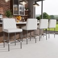 thumbnail image 1 of HomeZeer Counter Height Bar Stools Set of 4, 26" Industrial Kitchen Bar Stools with Back, 350lbs Modern Leather Barstools with Square Padded Seat and Painted Metal Frame for Kitchen Island, White, 1 of 9